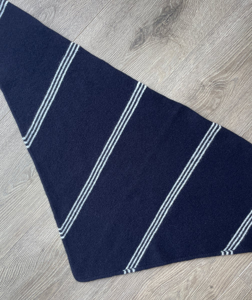 LARGE TRIANGLE SCARF NAVY & ECRU STRIPE