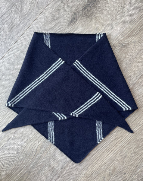 LARGE TRIANGLE SCARF NAVY & ECRU STRIPE