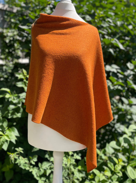 WIDE STRIPE PONCHO BURNT ORANGE