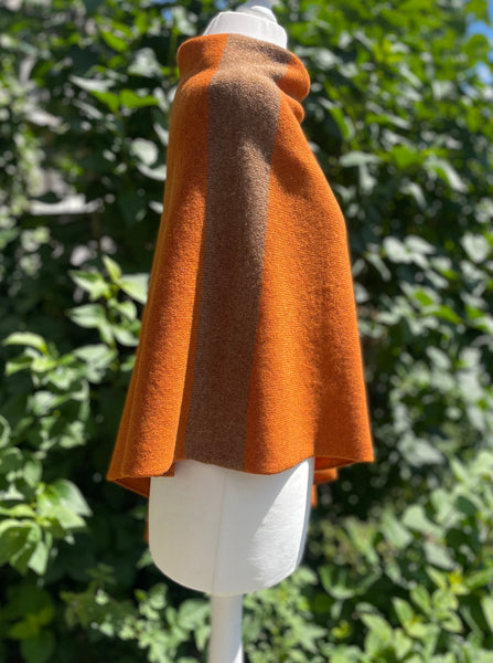 WIDE STRIPE PONCHO BURNT ORANGE