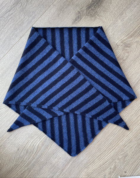 LARGE TRIANGLE SCARF DENIM BLUE & NAVY STRIPE
