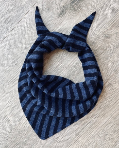 LARGE TRIANGLE SCARF DENIM BLUE & NAVY STRIPE