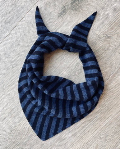 LARGE TRIANGLE SCARF DENIM BLUE & NAVY STRIPE