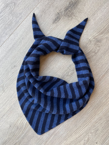 LARGE DENIM BLUE & NAVY STRIPE TRIANGLE SCARF