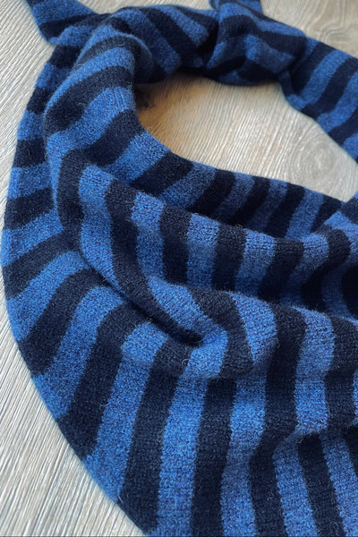 LARGE TRIANGLE SCARF DENIM BLUE & NAVY STRIPE