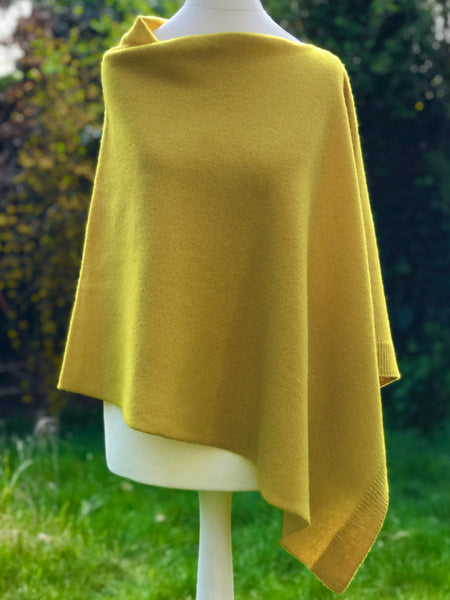 RIBBED EDGE PONCHO MUSTARD