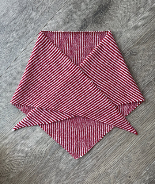LARGE TRIANGLE SCARF BRIGHT RED & ECRU STRIPE