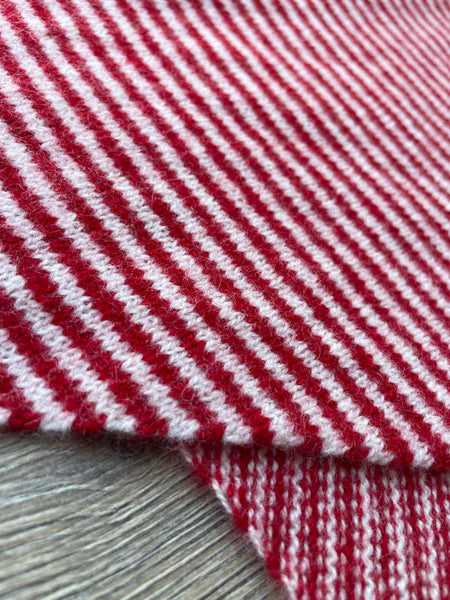 LARGE TRIANGLE SCARF BRIGHT RED & ECRU STRIPE