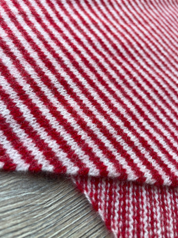 LARGE TRIANGLE SCARF BRIGHT RED & ECRU STRIPE
