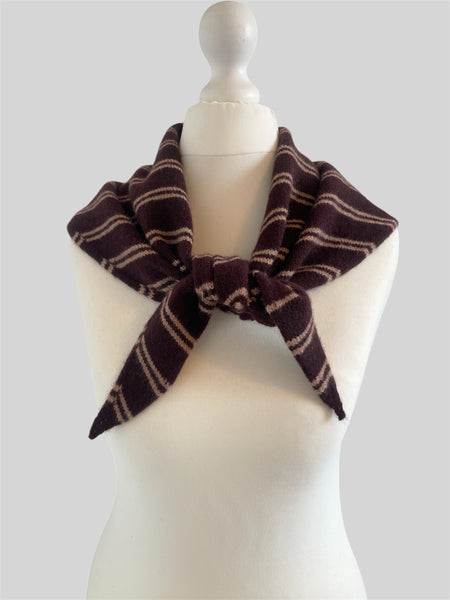 LARGE TRIANGLE SCARF CHOCOLATE AND CAMEL STRIPE