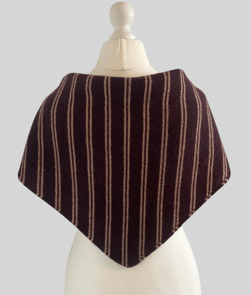 LARGE TRIANGLE SCARF CHOCOLATE AND CAMEL STRIPE