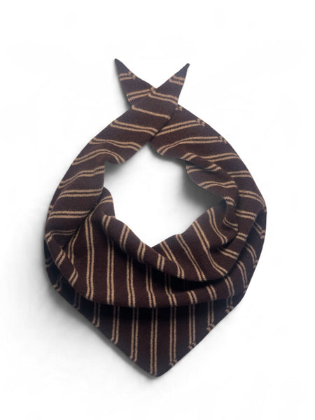 LARGE TRIANGLE SCARF CHOCOLATE AND CAMEL STRIPE