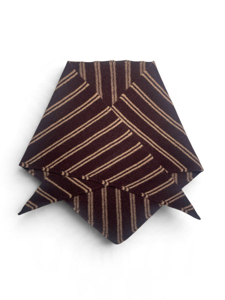 LARGE TRIANGLE SCARF CHOCOLATE AND CAMEL STRIPE