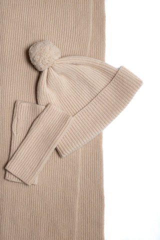 LAMBSWOOL RIBBED SCARF OATMEAL